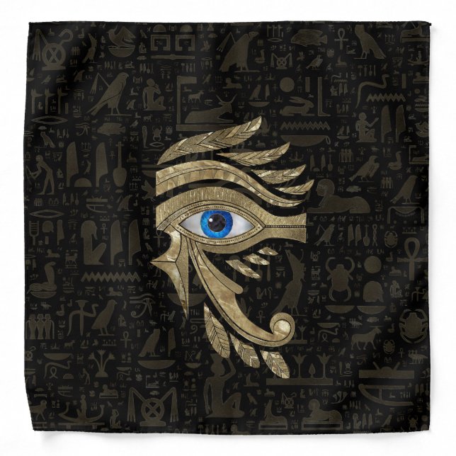Egyptian Eye of Horus - Black and Gold Bandana (Front)