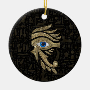 Egyptian Eye of Horus - Black and Gold Ceramic Ornament