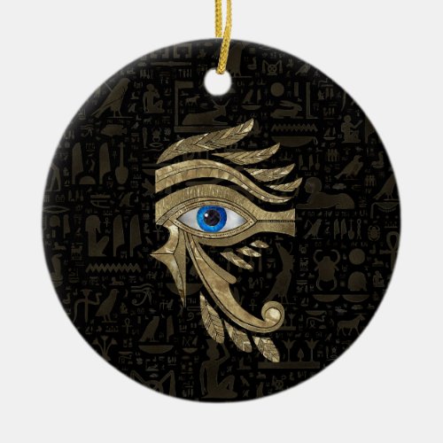 Egyptian Eye of Horus _ Black and Gold Ceramic Ornament