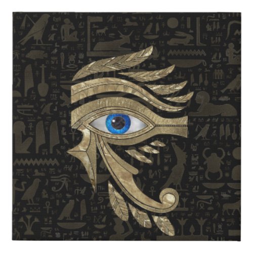 Egyptian Eye of Horus _ Black and Gold Faux Canvas Print