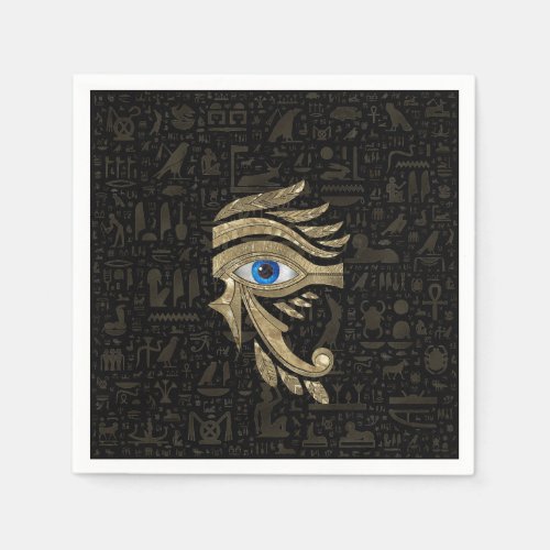 Egyptian Eye of Horus _ Black and Gold Napkins