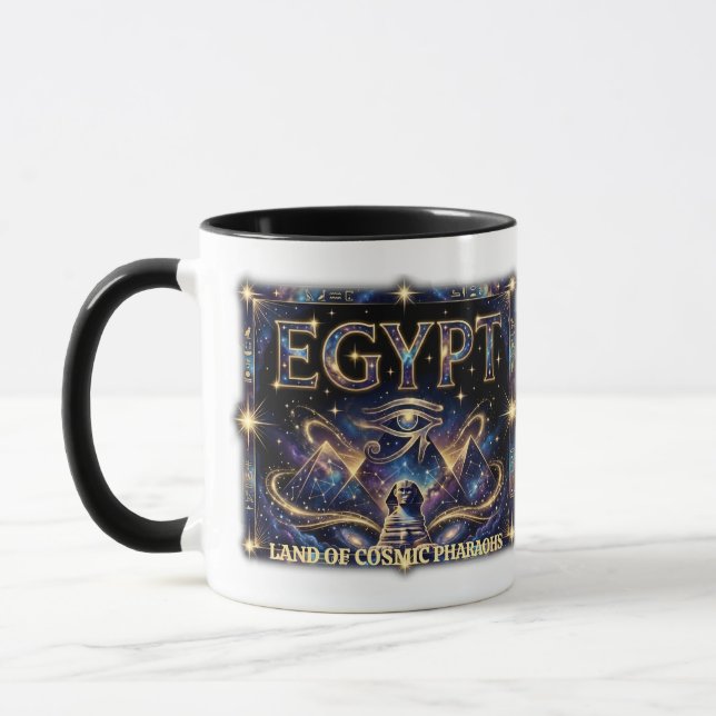 Egyptian Eye of Horus Cosmic Pyramid Art Mug (Left)
