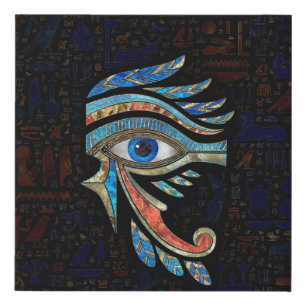 Egyptian Eye of Horus - Gemstones and Gold Faux Canvas Print