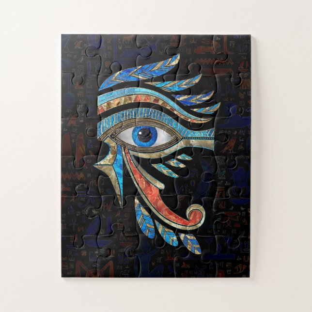 Egyptian Eye of Horus - Gemstones and Gold Jigsaw Puzzle (Vertical)