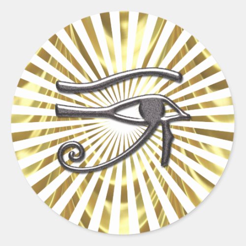 Egyptian Eye of Horus Gold and Black Classic Round Sticker