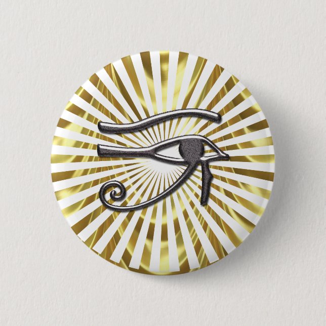 Egyptian Eye of Horus Gold and Black Pinback Button (Front)