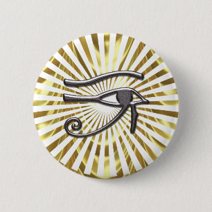 Egyptian Eye of Horus Gold and Black Pinback Button