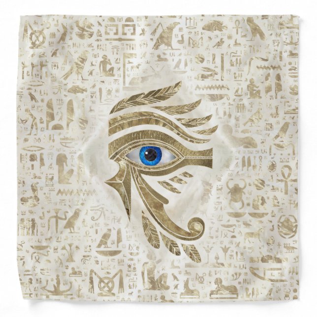 Egyptian Eye of Horus - Gold and pearl Bandana (Front)