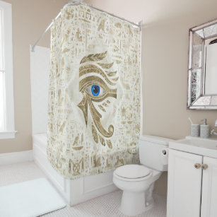 Egyptian Eye of Horus - Gold and pearl Shower Curtain