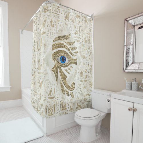 Egyptian Eye of Horus _ Gold and pearl Shower Curtain