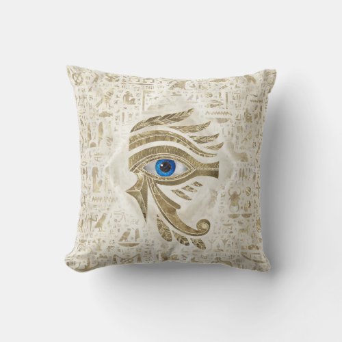 Egyptian Eye of Horus _ Gold and pearl Throw Pillow