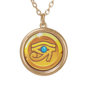 Egyptian Eye of Horus Golden Amulet Gold Plated Necklace