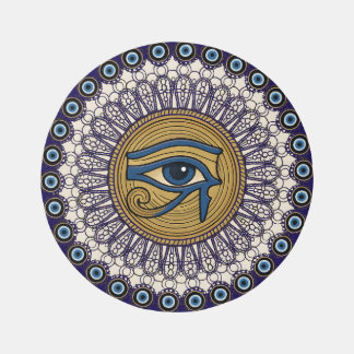 "Egyptian Eye of Horus Mandala Rug – Symbol of Div