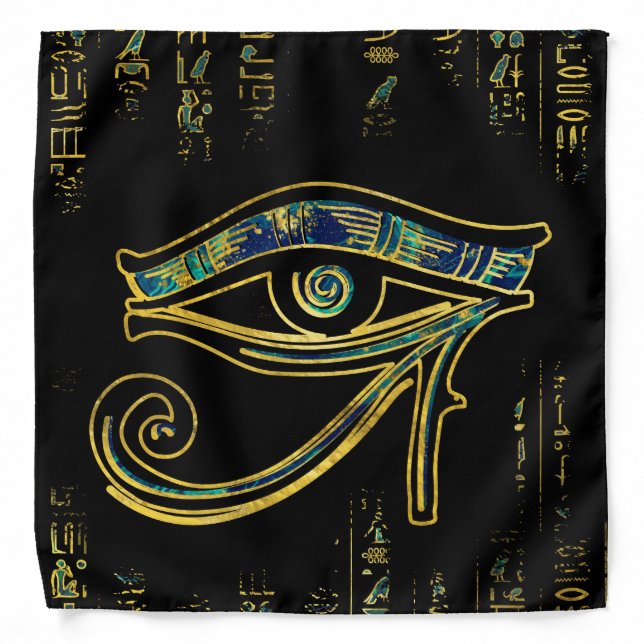Egyptian Eye of Horus  on hieroglyphics and marble Bandana (Front)