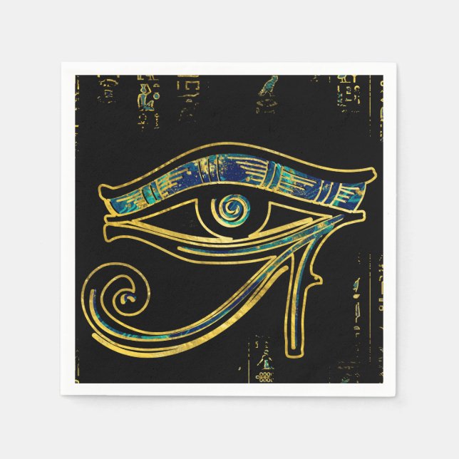 Egyptian Eye of Horus  on hieroglyphics and marble Napkins (Front)