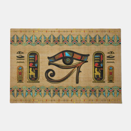 Egyptian Eye of Horus Ornament on papyrus Doormat