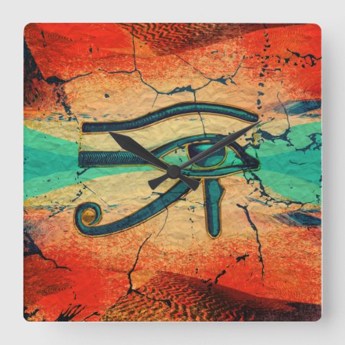 Egyptian Eye of Horus _ Ra Square Wall Clock