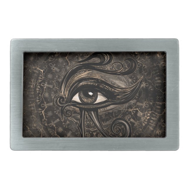 Egyptian Eye of Horus - Wadjet Digital Art Belt Buckle (Front)
