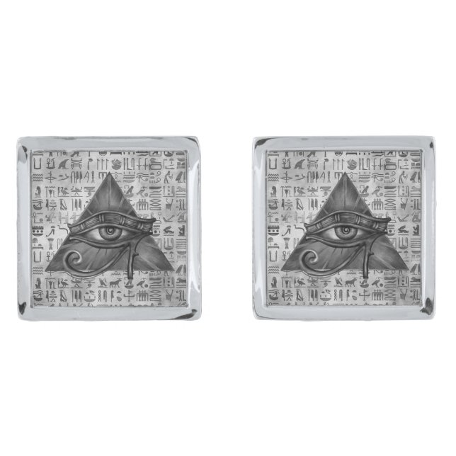 Egyptian Eye of Horus - Wadjet Digital Art Cufflinks (Front)
