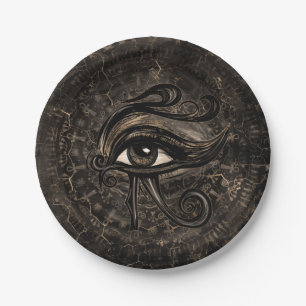 Egyptian Eye of Horus - Wadjet Digital Art Paper Plates