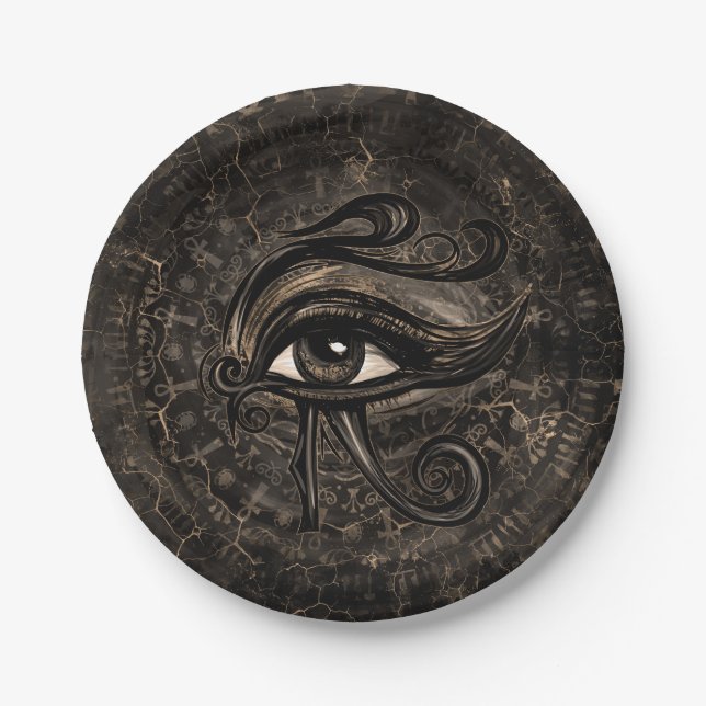 Egyptian Eye of Horus - Wadjet Digital Art Paper Plates (Front)