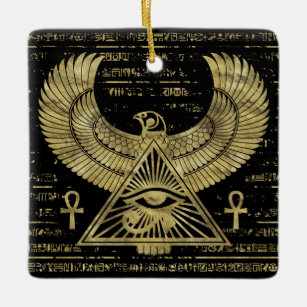 Egyptian Eye of Horus - Wadjet Gold and Black Ceramic Ornament