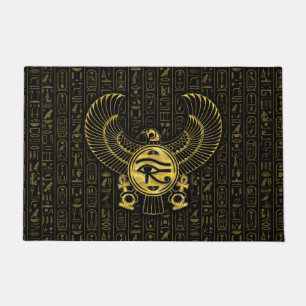 Egyptian Eye of Horus - Wadjet Gold and Black Doormat
