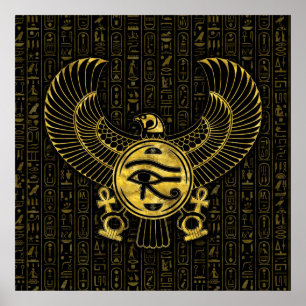 Egyptian Eye of Horus - Wadjet Gold and Black Poster