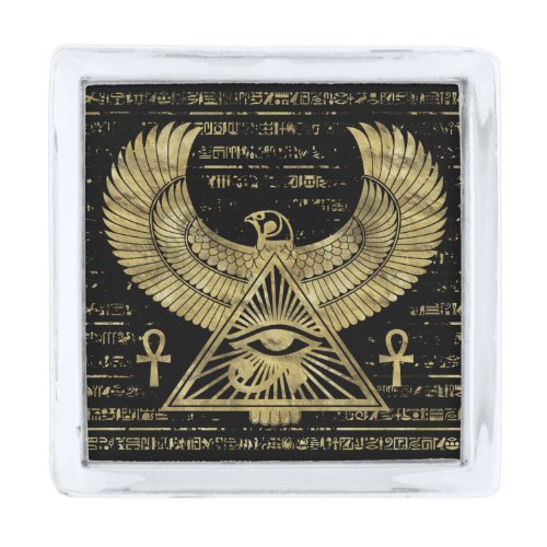 Egyptian Eye of Horus _ Wadjet Gold and Black Silver Finish Lapel Pin