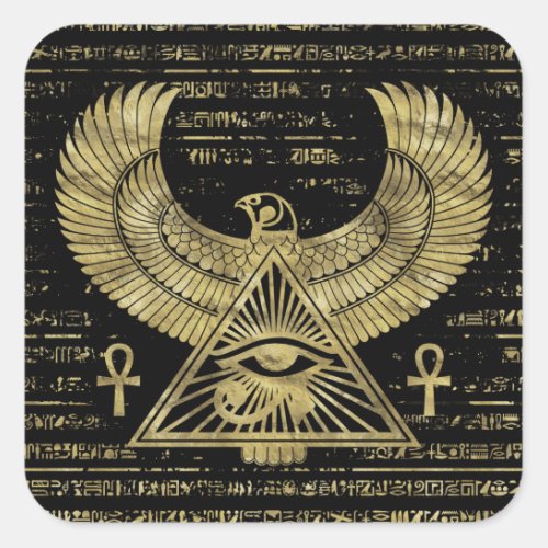 Egyptian Eye of Horus _ Wadjet Gold and Black Square Sticker