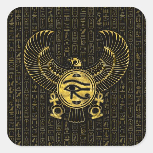 Egyptian Eye of Horus _ Wadjet Gold and Black Square Sticker