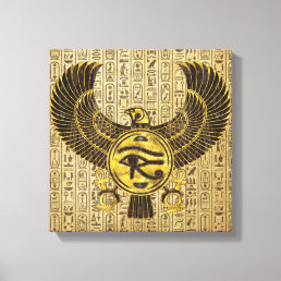 Egyptian Eye of Horus - Wadjet Gold and Wood Canvas Print