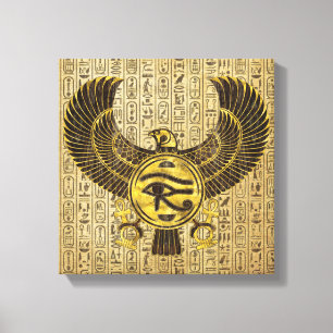 Egyptian Eye of Horus - Wadjet Gold and Wood Canvas Print