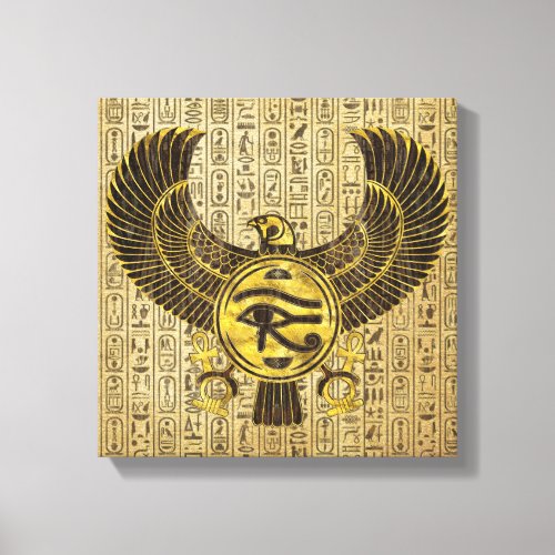 Egyptian Eye of Horus _ Wadjet Gold and Wood Canvas Print