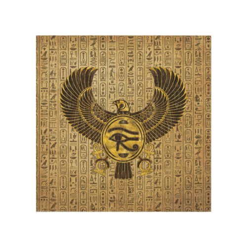 Egyptian Eye of Horus _ Wadjet Gold and Wood Wood Wall Art