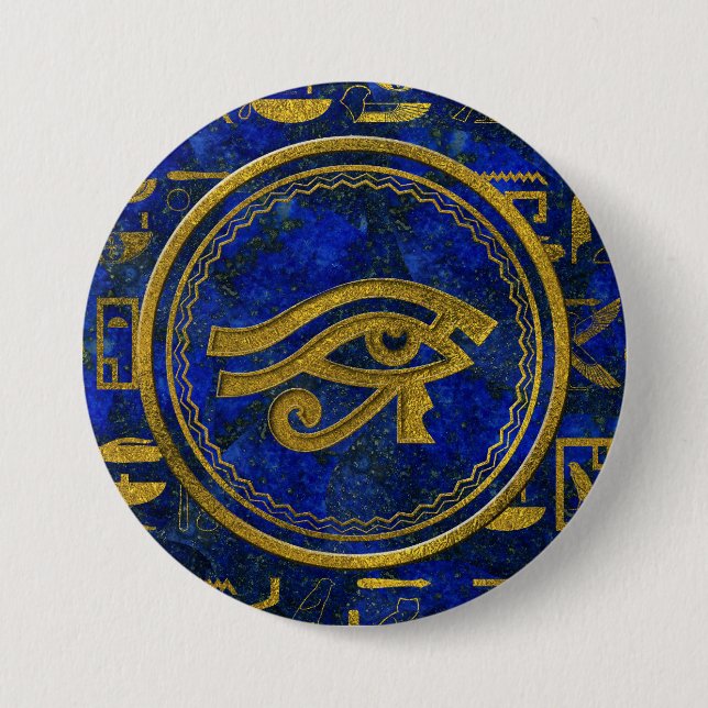 Egyptian Eye of Horus - Wadjet Lapis Lazuli Button (Front)