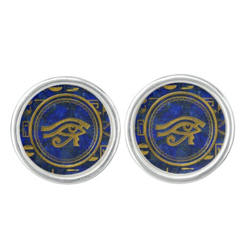 Egyptian Eye of Horus _ Wadjet Lapis Lazuli Cufflinks