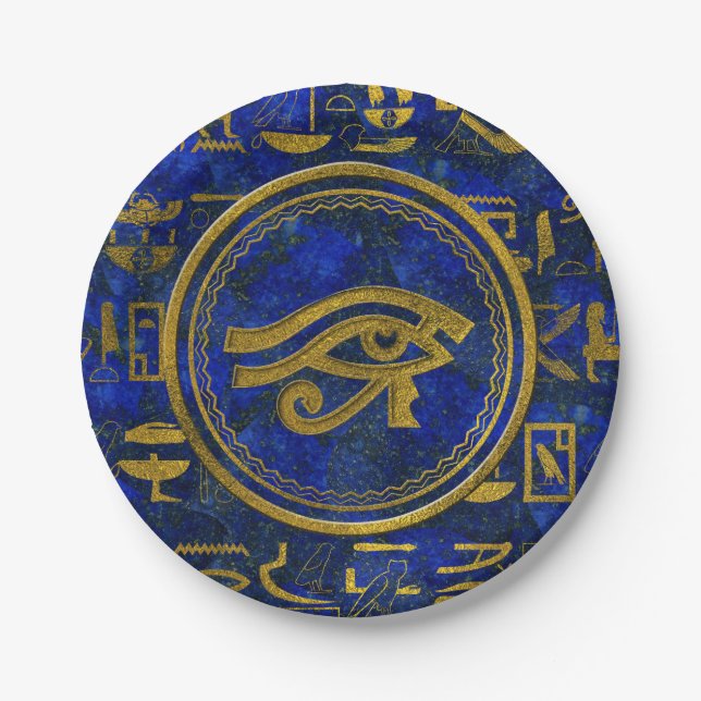 Egyptian Eye of Horus - Wadjet Lapis Lazuli Paper Plates (Front)