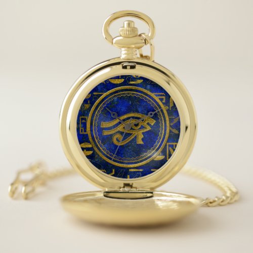 Egyptian Eye of Horus _ Wadjet Lapis Lazuli Pocket Watch