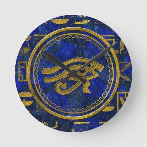 Egyptian Eye of Horus _ Wadjet Lapis Lazuli Round Clock