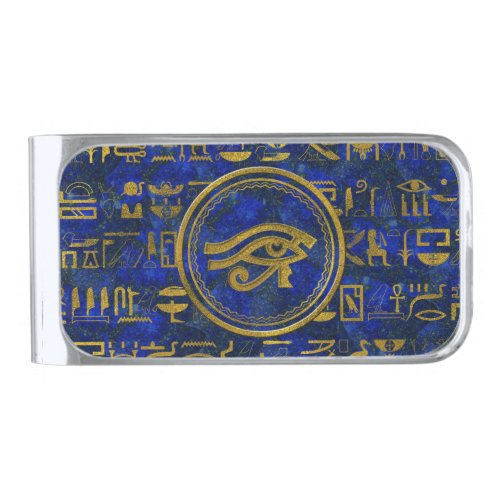 Egyptian Eye of Horus _ Wadjet Lapis Lazuli Silver Finish Money Clip