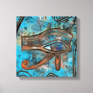 Egyptian Eye of Horus - Wadjet - Mixed Media Canvas Print
