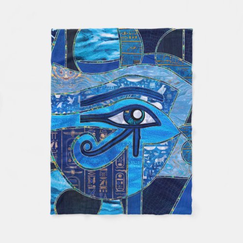 Egyptian Eye of Horus _ Wadjet _ Mixed Textures Fleece Blanket