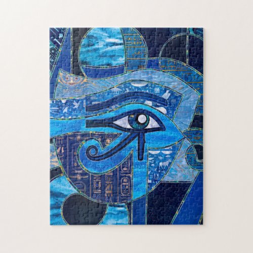 Egyptian Eye of Horus _ Wadjet _ Mixed Textures Jigsaw Puzzle