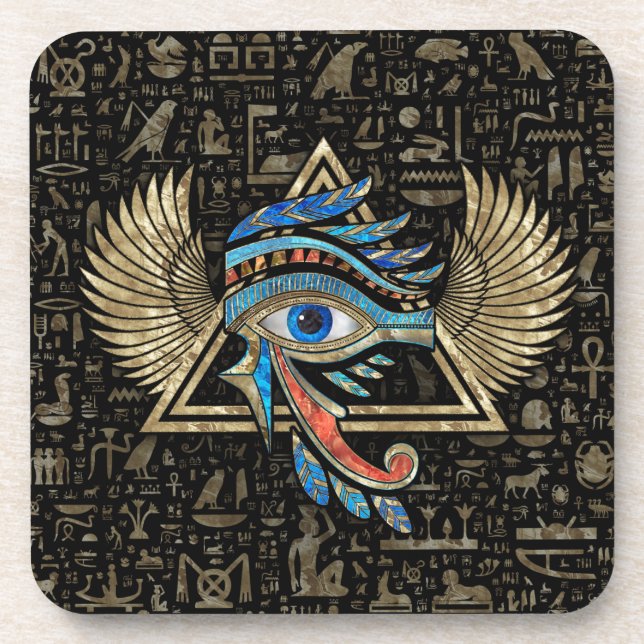 Egyptian Eye of Horus - Wadjet Ornament Beverage Coaster (Front)