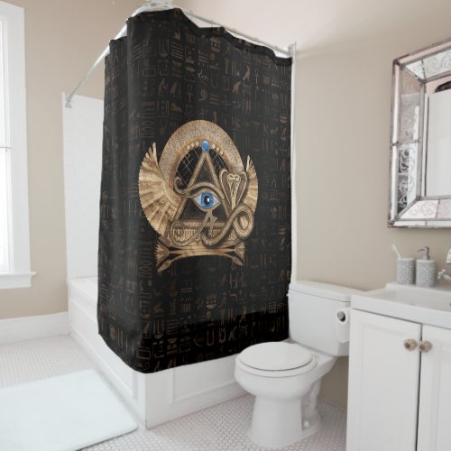 Egyptian Eye of Horus _ Wadjet Ornament Shower Curtain