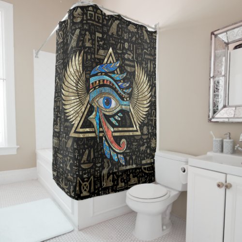 Egyptian Eye of Horus _ Wadjet Ornament Shower Curtain