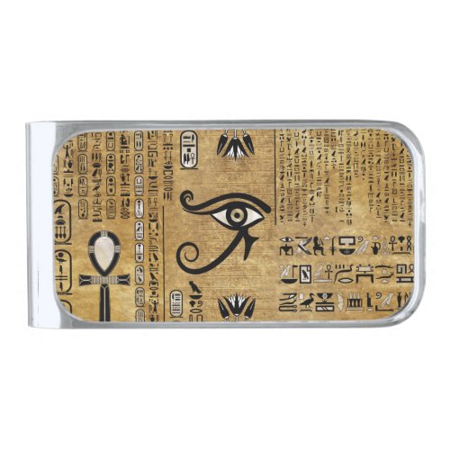 Egyptian Eye of Horus _ Wadjet Ornament Silver Finish Money Clip