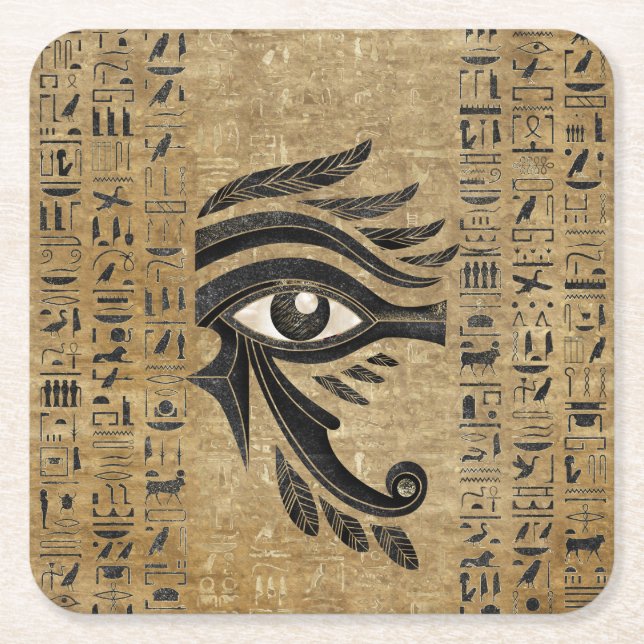 Egyptian Eye of Horus - Wadjet Square Paper Coaster (Front)