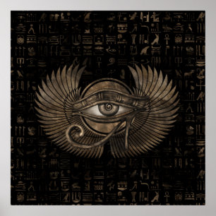 Egyptian Eye of Horus - Wadjet Vintage Gold Poster